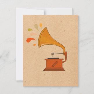 vintage grammophone with music splashes on brown