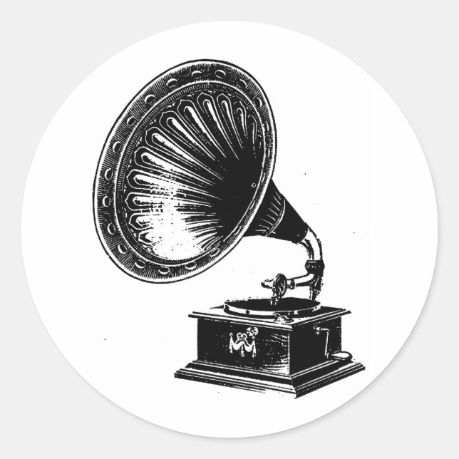 Vintage Gramophone Classic Round Sticker (Front)