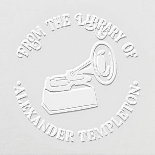 Vintage Gramophone Music Player Library Book Name Embosser