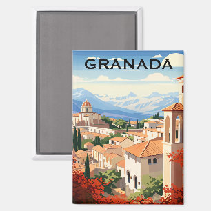 Vintage Granada Alhambra Spain Travel Magnet