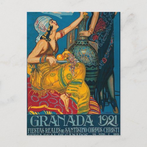 Vintage Granada Festival 1921 Travel Postcard