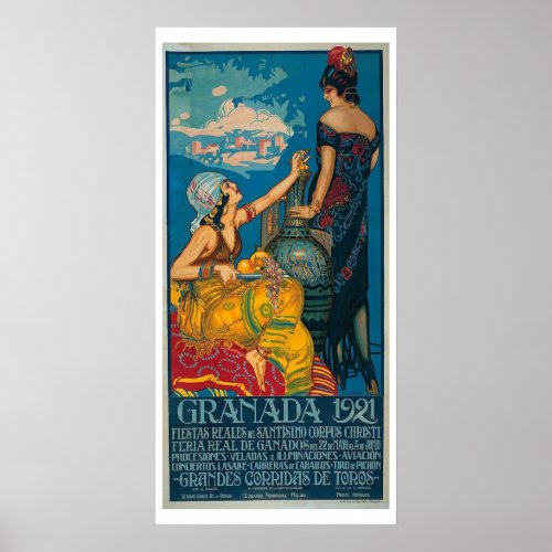 Vintage Granada Festival 1921 Travel Poster