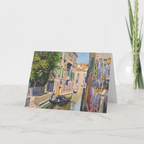 Vintage Grand Canal Gondolas Venice Italy Travel Card