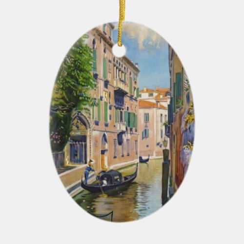 Vintage Grand Canal Gondolas Venice Italy Travel Ceramic Ornament