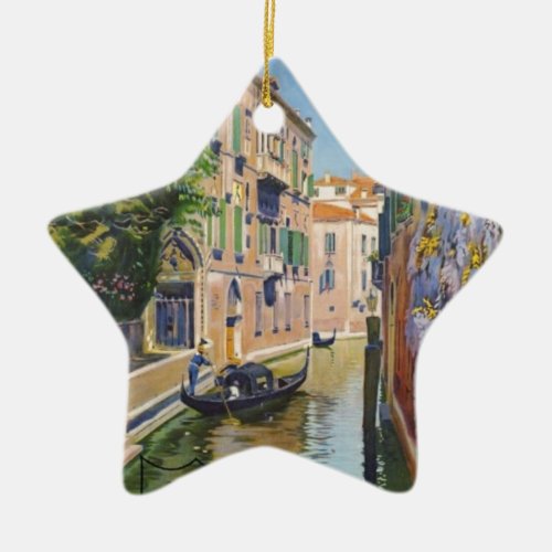 Vintage Grand Canal Gondolas Venice Italy Travel Ceramic Ornament