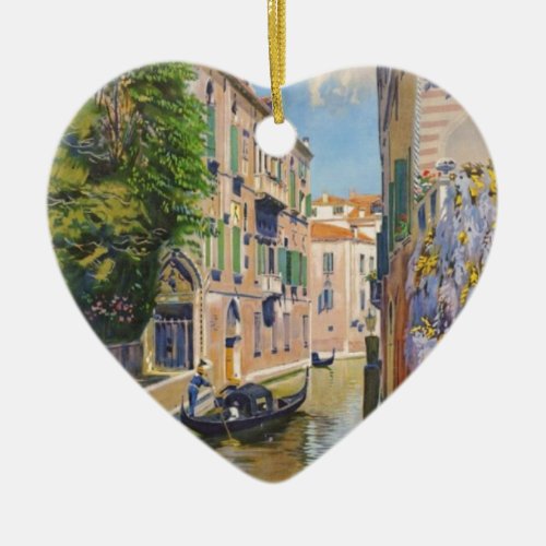 Vintage Grand Canal Gondolas Venice Italy Travel Ceramic Ornament