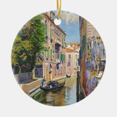 Vintage Grand Canal Gondolas Venice Italy Travel Ceramic Ornament