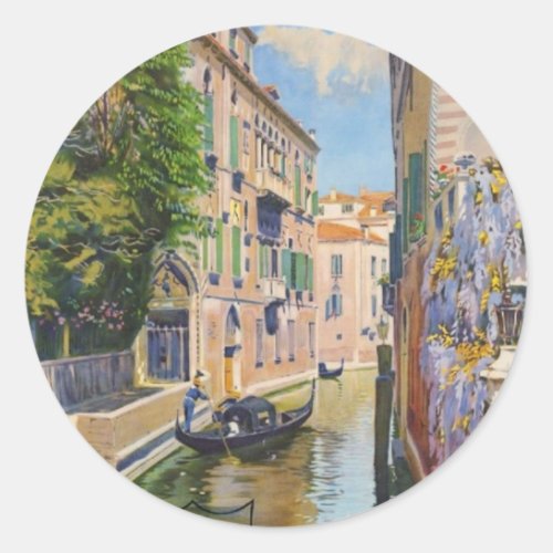 Vintage Grand Canal Gondolas Venice Italy Travel Classic Round Sticker