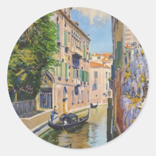 Vintage Grand Canal Gondolas Venice Italy Travel Classic Round Sticker