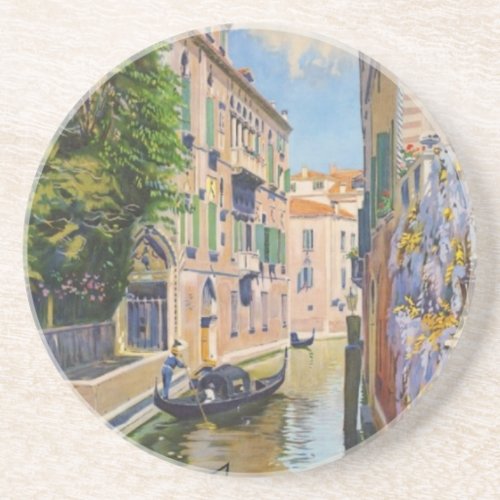 Vintage Grand Canal Gondolas Venice Italy Travel Coaster