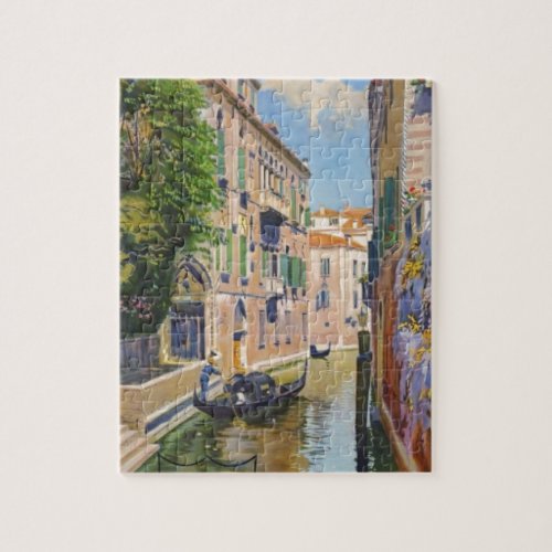 Vintage Grand Canal Gondolas Venice Italy Travel Jigsaw Puzzle