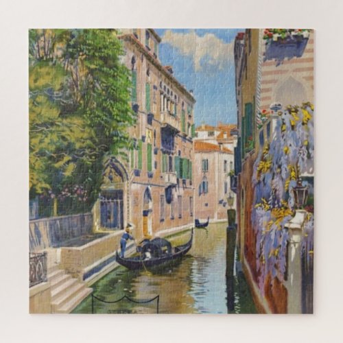 Vintage Grand Canal Gondolas Venice Italy Travel Jigsaw Puzzle