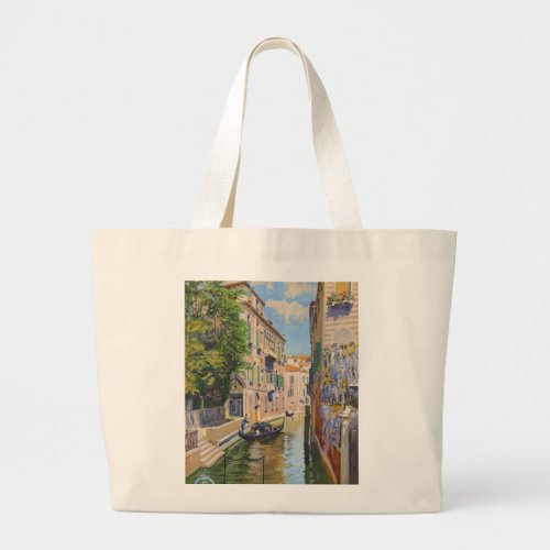 Vintage Grand Canal Gondolas Venice Italy Travel Large Tote Bag