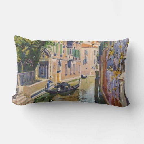 Vintage Grand Canal Gondolas Venice Italy Travel Lumbar Pillow