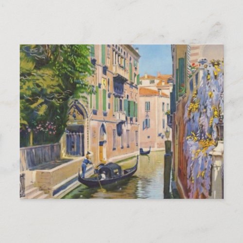 Vintage Grand Canal Gondolas Venice Italy Travel Postcard