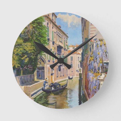 Vintage Grand Canal Gondolas Venice Italy Travel Round Clock