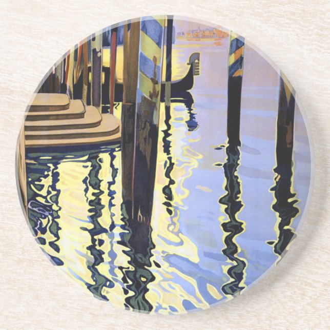 Vintage Grand Canal Venice Italy Travel Sandstone Coaster (Front)