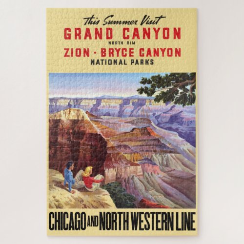 Vintage Grand Canyon and Bryce Canyon National Par Jigsaw Puzzle