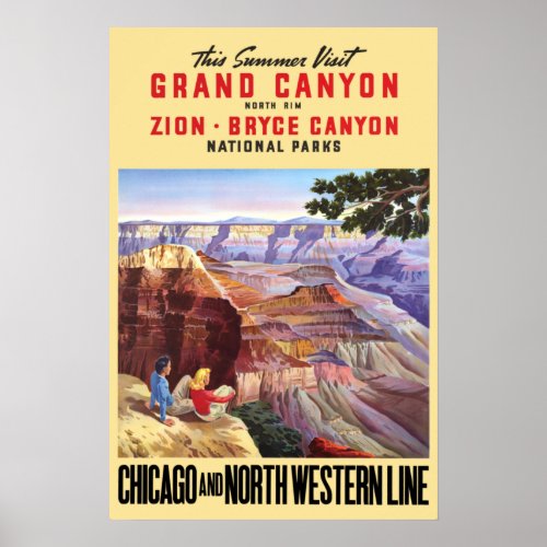 Vintage Grand Canyon and Bryce Canyon National Par Poster