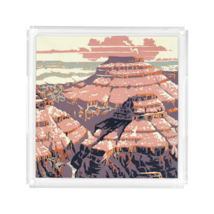 Vintage Grand Canyon National Park WPA Poster Art Acrylic Tray