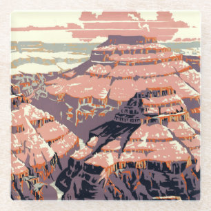 Vintage Grand Canyon National Park WPA Poster Art Glass Coaster