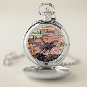Vintage Grand Canyon National Park WPA Poster Art Pocket Watch