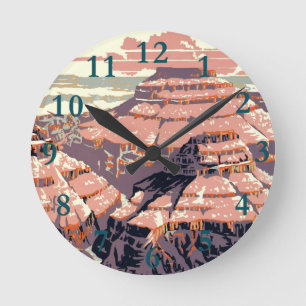 Vintage Grand Canyon National Park WPA Poster Art  Round Clock
