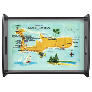 Vintage Grand Cayman Map Tray