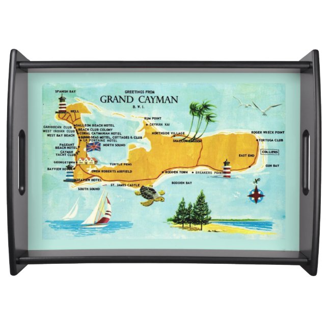 Vintage Grand Cayman Map Tray (Front)