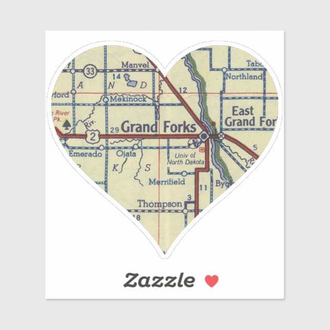 Vintage Grand Forks ND Sticker (Sheet)