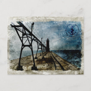 Vintage Grand Haven Lighthouse Postcard
