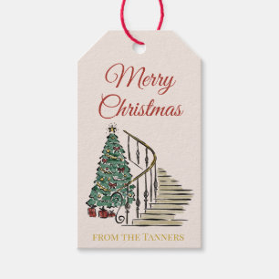 Vintage Grand Hotel Streetlamp Christmas Gift Tags