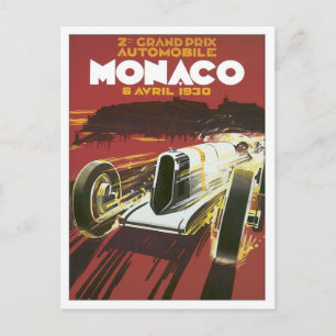Vintage Grand Prix Monaco Postcard