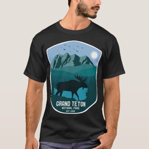 Vintage Grand Teton National Park Mountain Moose T_Shirt