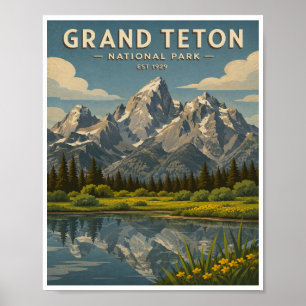 Vintage Grand Teton National Park Travel Poster