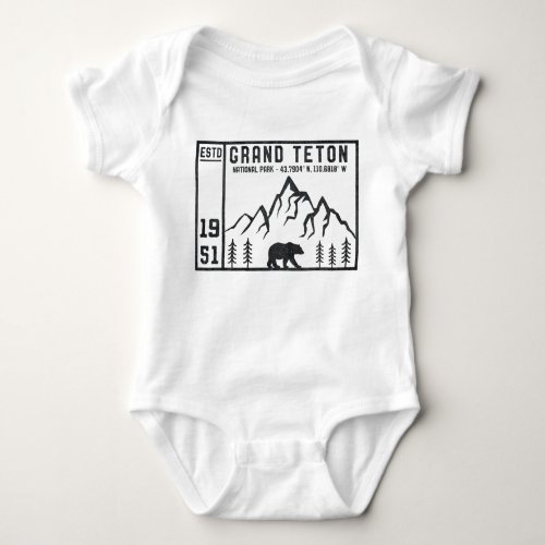 Vintage Grand Teton National Park Wyoming Mountain Baby Bodysuit