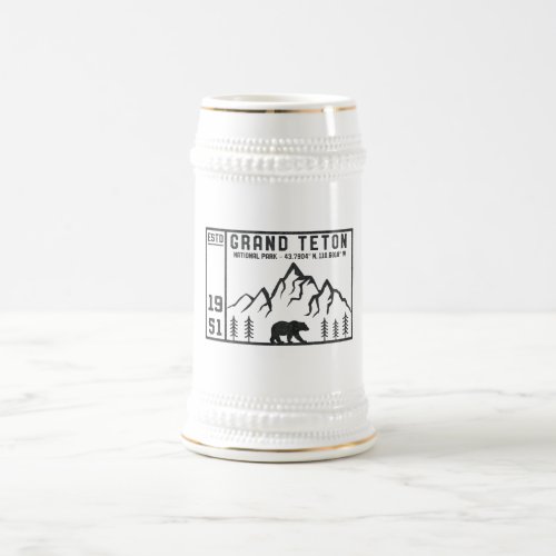 Vintage Grand Teton National Park Wyoming Mountain Beer Stein