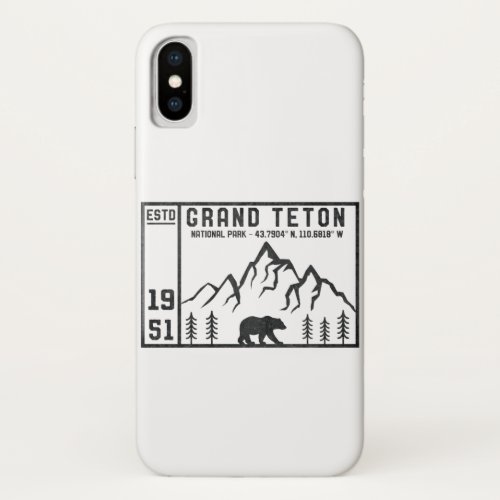 Vintage Grand Teton National Park Wyoming Mountain iPhone X Case