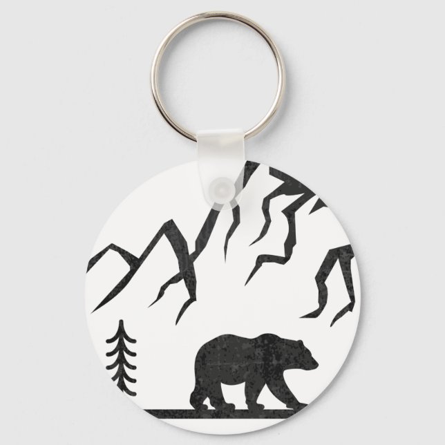 Vintage Grand Teton National Park Wyoming Mountain Keychain (Front)