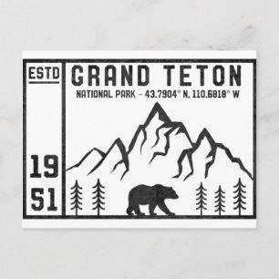 Vintage Grand Teton National Park Wyoming Mountain Postcard