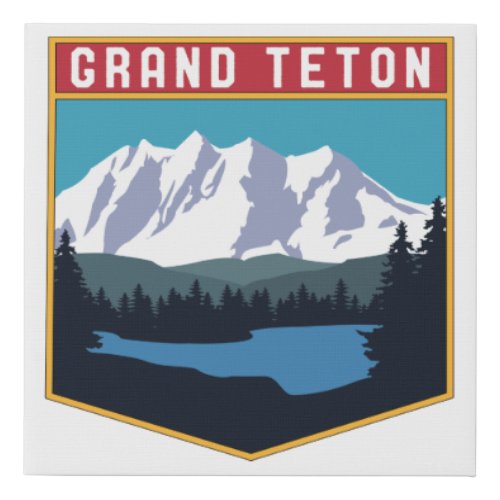 Vintage Grand Teton National Park Wyoming Souvenir Faux Canvas Print