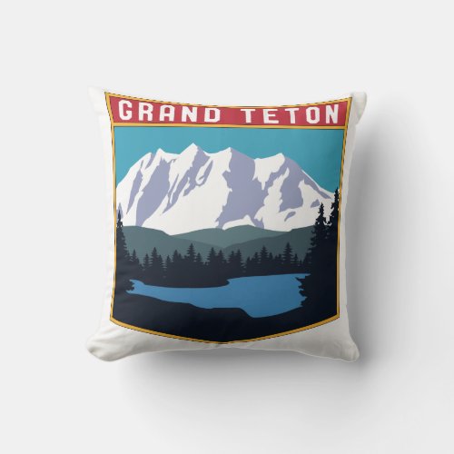 Vintage Grand Teton National Park Wyoming Souvenir Throw Pillow