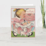 Vintage Granddaughter Birthday Greeting Card<br><div class="desc">Retro / Vintage Birthday greeting card. Adorable little girl and her sweet white kitten! To Granddaughter,  Happy Birthday! Precious vintage birthday card!</div>