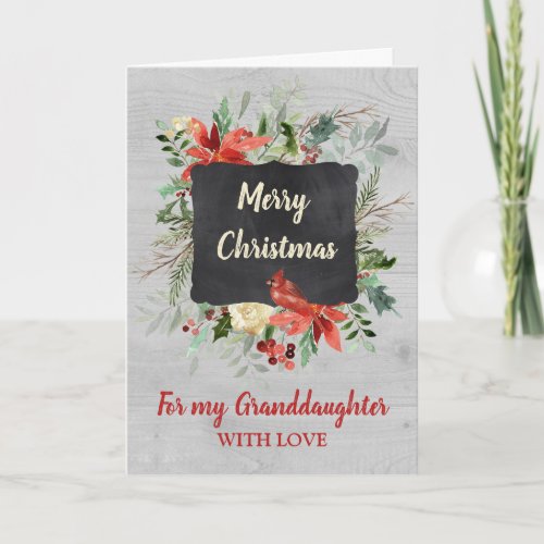 Vintage Granddaughter Merry Christmas Card