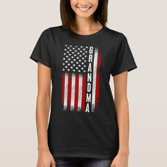 Vintage Grandma Patriotic American USA Flag  T-Shirt (Front)