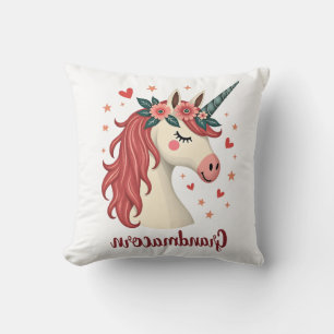 Vintage Grandmacorn Unicorn Floral Birthday Grandm Throw Pillow