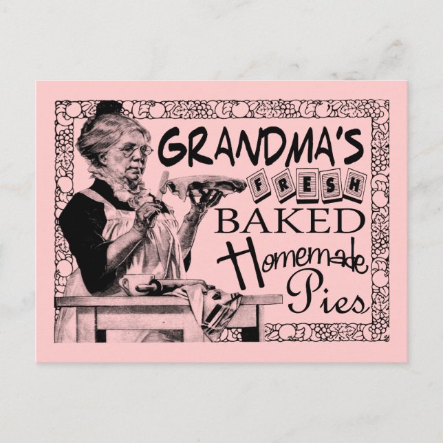 Vintage Grandma's Homemade Pies Gifts Postcard (Front)