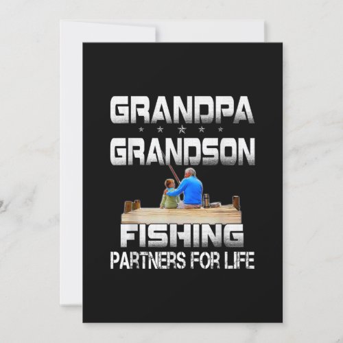 Vintage Grandpa Grandson Fishing Partners For Life Invitation