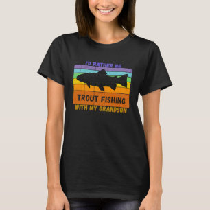 Vintage Grandparents Watch My Grandson Trout T-Shirt