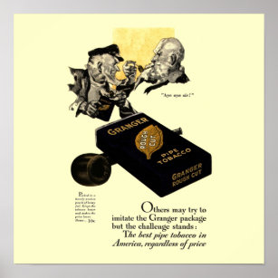 Vintage Granger Pipe Tobacco Poster 15x15